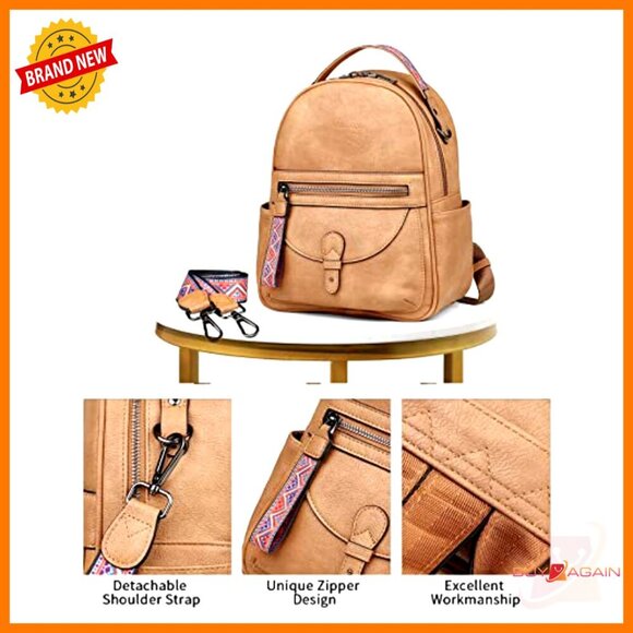Mini Leather Backpack Purse, Waterproof Small Shoulder Bag with Multiple Pockets main image 3